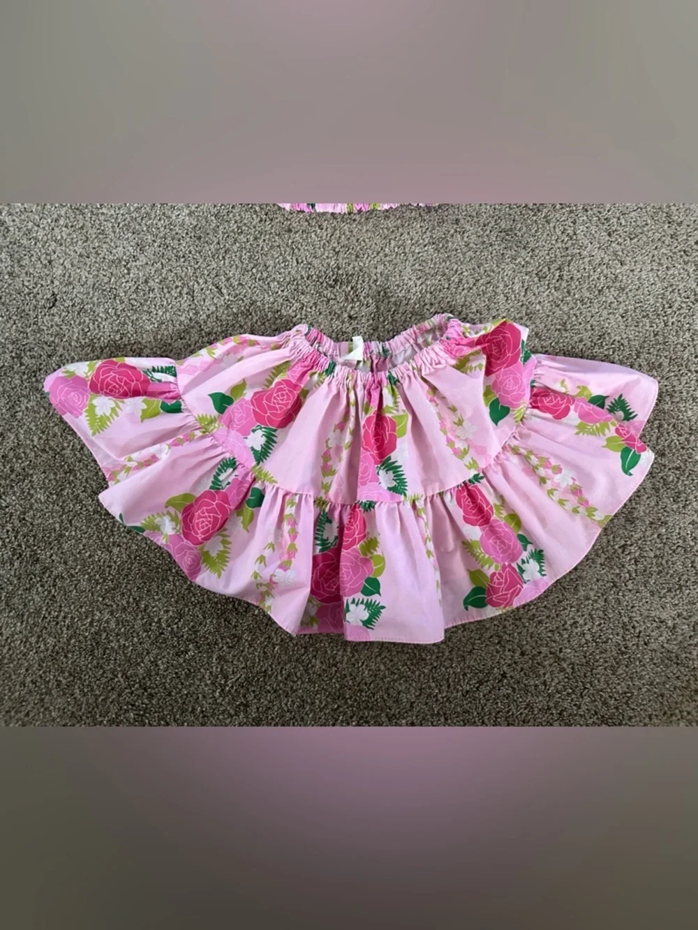 Pink Floral Two-Piece Ruffle Skirt Set